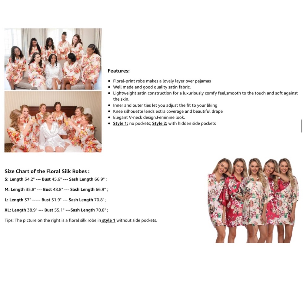 Miss to Mrs Pink Silk Floral Robe - Picture 14 of 14